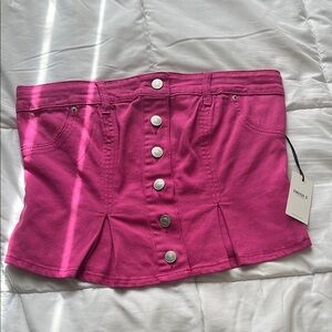 Hot pink denim tube top